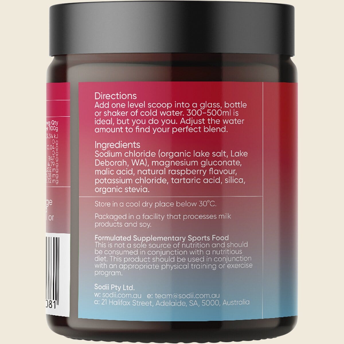 Sodii Hydration Salts - Raspberry 185g Jar