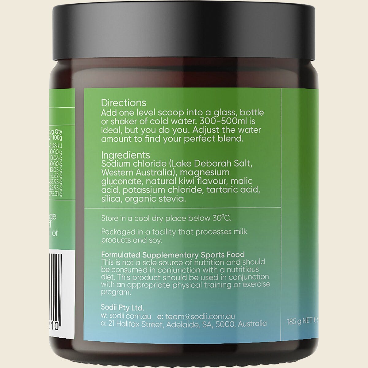 Sodii Hydration Salts - Kiwi 185g Jar