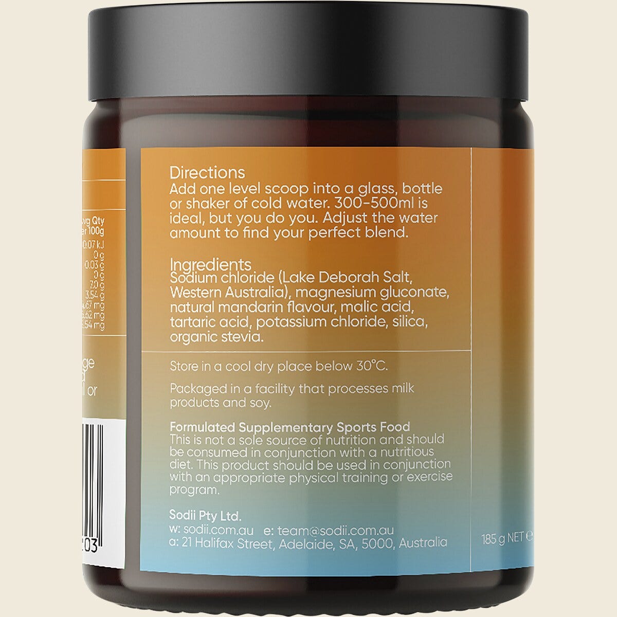 Sodii Hydration Salts - Mandarin 185g Jar