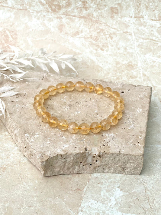 Natural Citrine Crystal Bead Bracelet 8mm