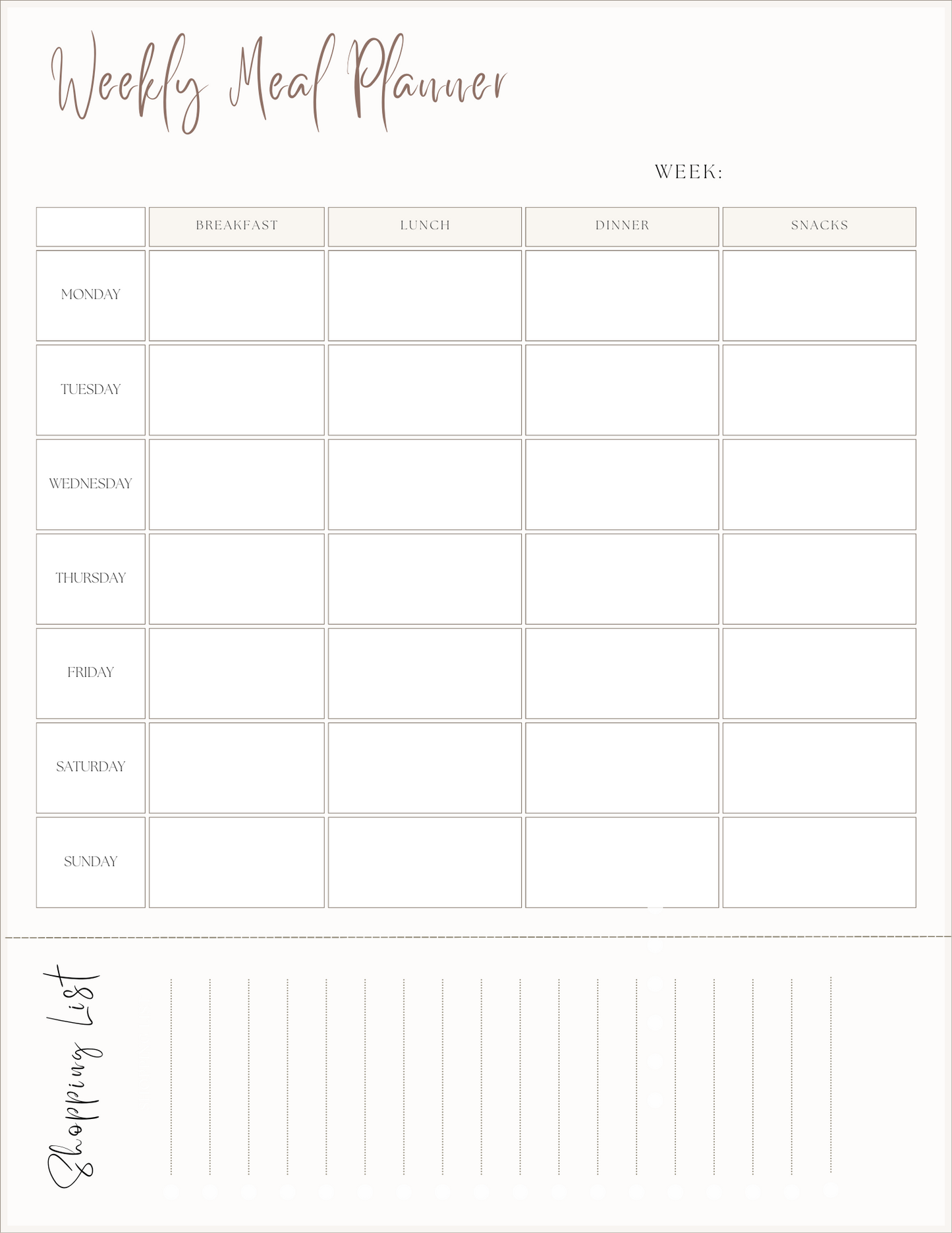 Free Weekly Meal Planner - Download