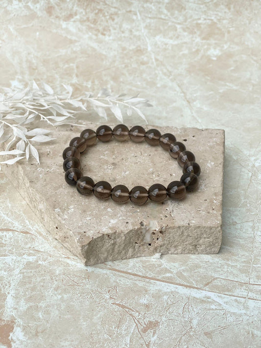 Smokey Quartz Bead Bracelet 10mm